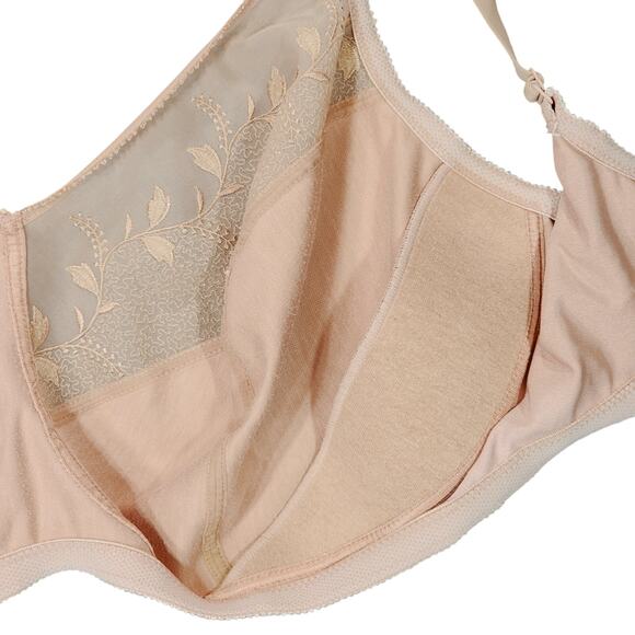 Glamorise Bra‎ sz 42 I Wirefree Comfort Straps Beige Tan Full Women Floral - Picture 9 of 9